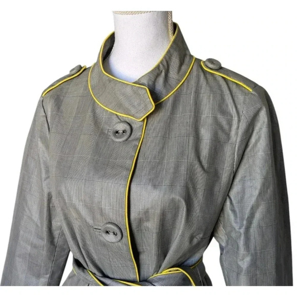 Carlisle Collection Glen Plaid Lightweight Belted Rain Jacket Size 12 Pockets - Picture 4 of 6